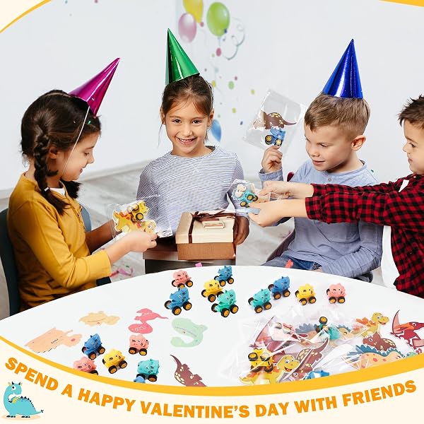 36 PACK VALENTINES DAY CARDS FOR KIDS SCHOOL – 36 DINOSAUR PULL BACK CARS TOYS WITH VALENTINES CARDS FOR KIDS CLASSROOM- KID VALENTINE’S CLASSROOM EXCHANGE PRIZE TOY BOYS GIRLS VALENTINE PARTY FAVORS