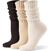CS CELERSPORT Women's Slouch Crew Socks Scrunch Knit Cotton Calf Tube Socks 3 Pairs