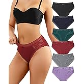 LEVAO Womens Underwear Cotton Bikini Panties Lace Breathable Hipster Panty Stretch Full Briefs Multipacks S-XL