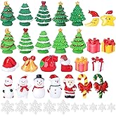 Iceyyyy 37 Pcs Miniature Resin Christmas Figurines-Tiny Figurines Christmas Trees Snowman Santa Claus-Mini Christmas Pendant Decoration for Winter Hloliday Christmas Village Home DIY Kit