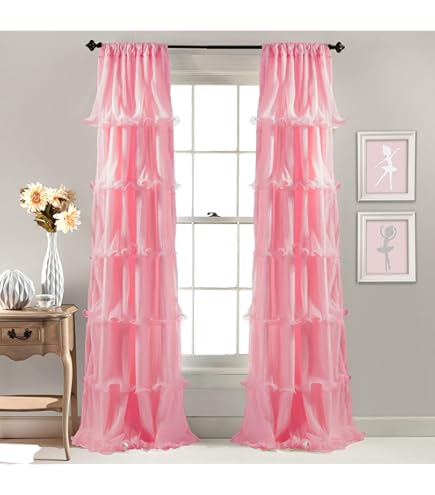 Bagaille Curtain ★ PINK Amazon.com: Sweet Home Collection 2 Pack Window Panel Sheer Voile