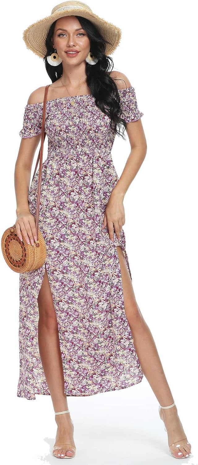 summer off shoulder maxi dress