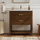 DELUXE LIVING 30 Inch Bathroom Vanity with Sink, Farmhouse Storage Cabinet with Drawers & Open Storage Shelf, Easy Assembly, 