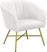 Yaheetech Boucle Tub Chair Modern Upholstered Armchair White view 1