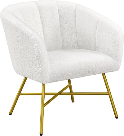 Yaheetech Boucle Tub Chair Modern Upholstered Armchair White