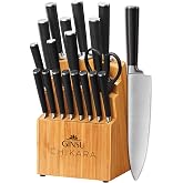 Ginsu Chikara Series Forged 19-Piece Japanese Knife Set, Black - Premium Cutlery Set with 420J Stainless Steel Kitchen Knives and Bamboo Block
