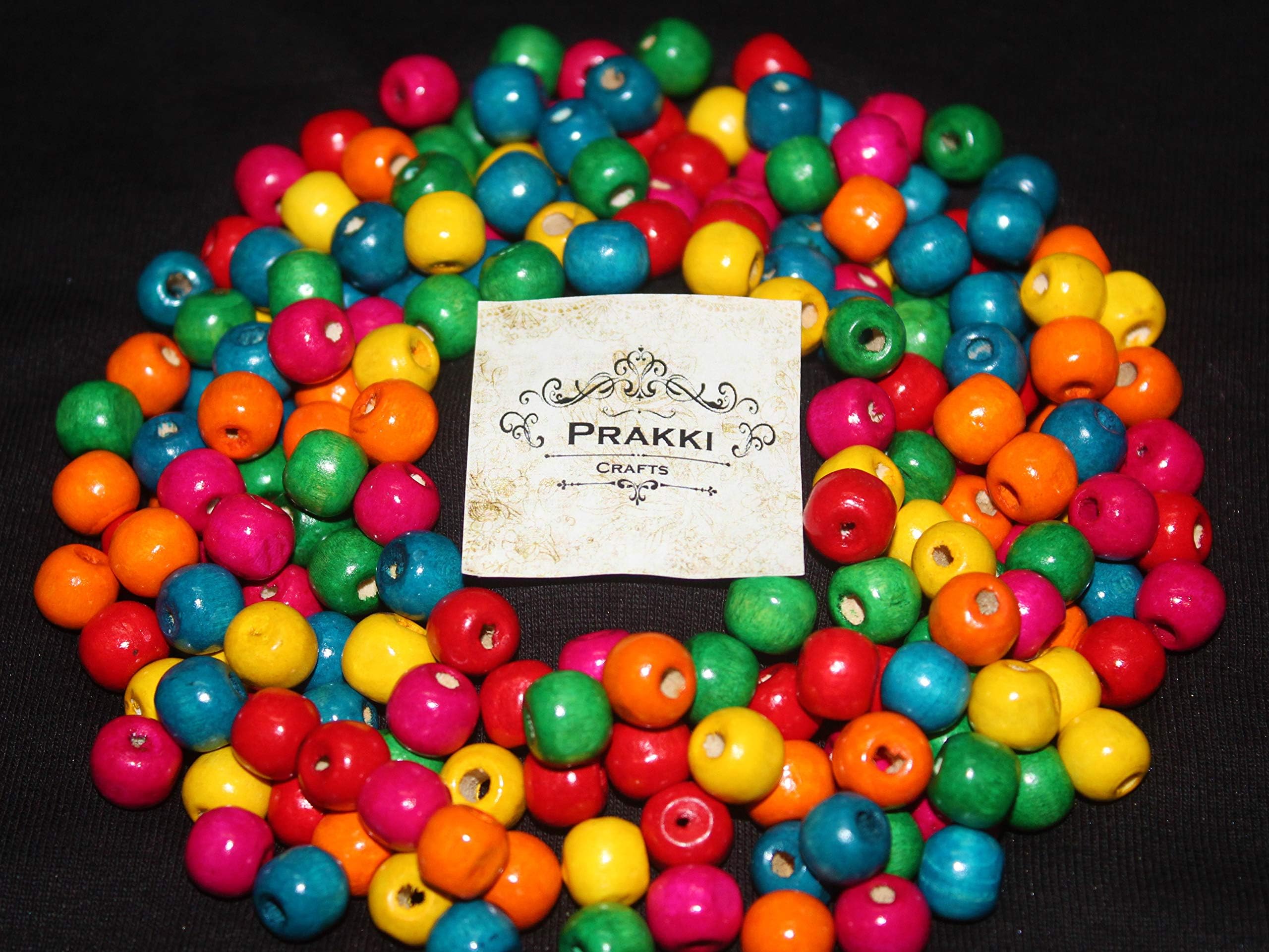 Prakki Crafts Beads Multicolored Wooden 100 Piece 10mm
