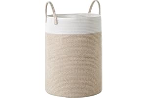 Cotton Rope Laundry Hamper by YOUDENOVA, 58L - Woven Collapsible Laundry Basket - Clothes Storage Basket for Blankets, Laundr