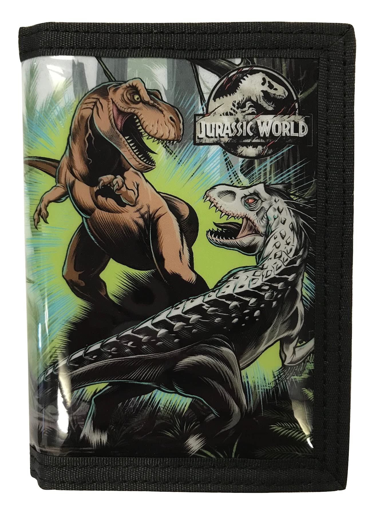 Scificollector Jurassic World Card and Coin Tri-Fold Wallet, Black Red, Ond-size