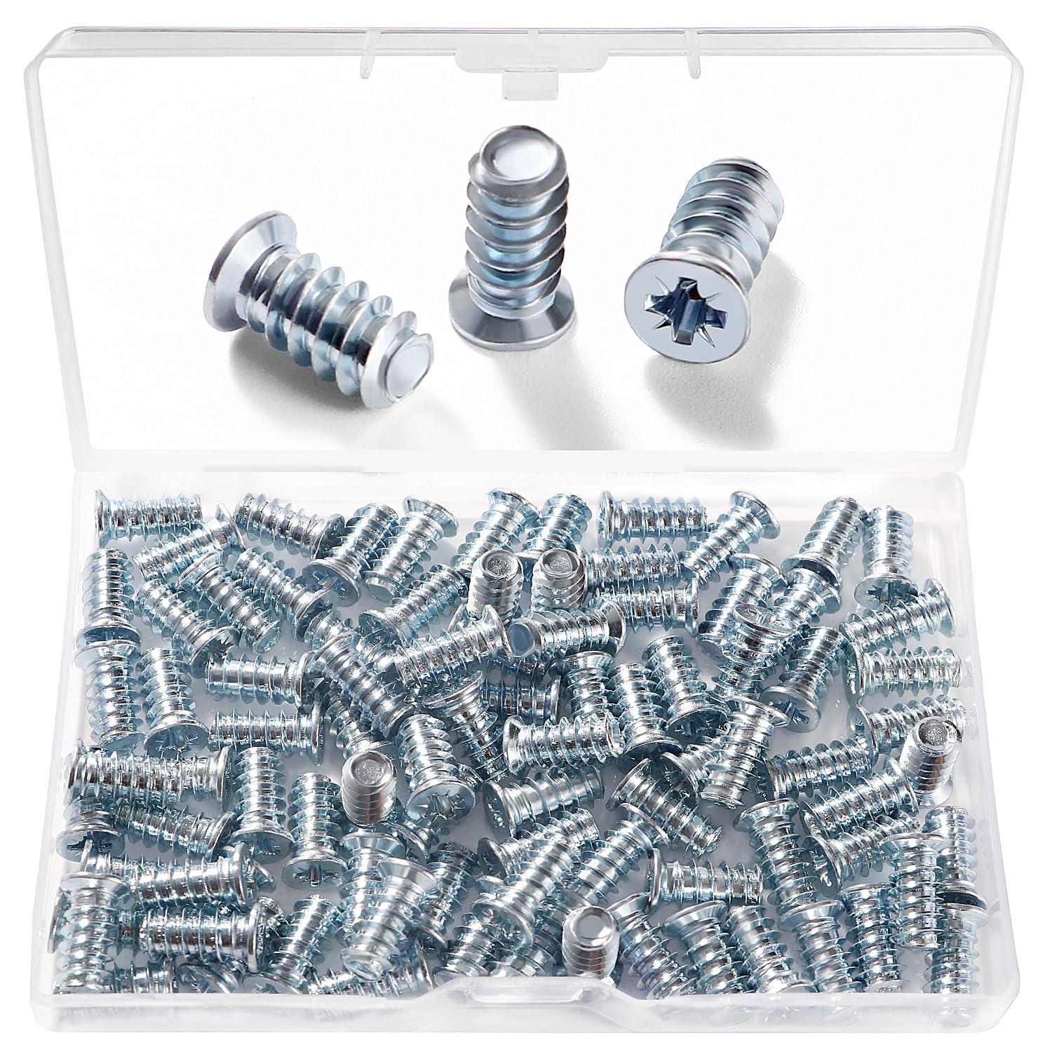 VooGenzek 90 PCS M6.3 * 13 mm Euro Screws, Countersunk Head, Silver Steel, Galvanised Surface, 6.3 mm Aperture, For Drawer Rails, Kitchen Cabinets, Doors, Wardrobes, Cupboard Hinges