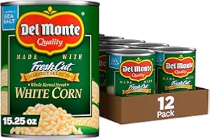 DEL MONTE FRESH CUT HARVEST SELECTS Sweet White Whole Kernel Corn, Canned Vegetables, 12 Pack, 15.25 oz Can