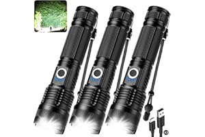 ALSTU 3 Pack Rechargeable Flashlight High Lumens - 99,000LM Super Bright LED Flash Light for Home with 5 Modes, Powerful Waterproof Handheld Flashlight for Camping Emergencies (L-3P)