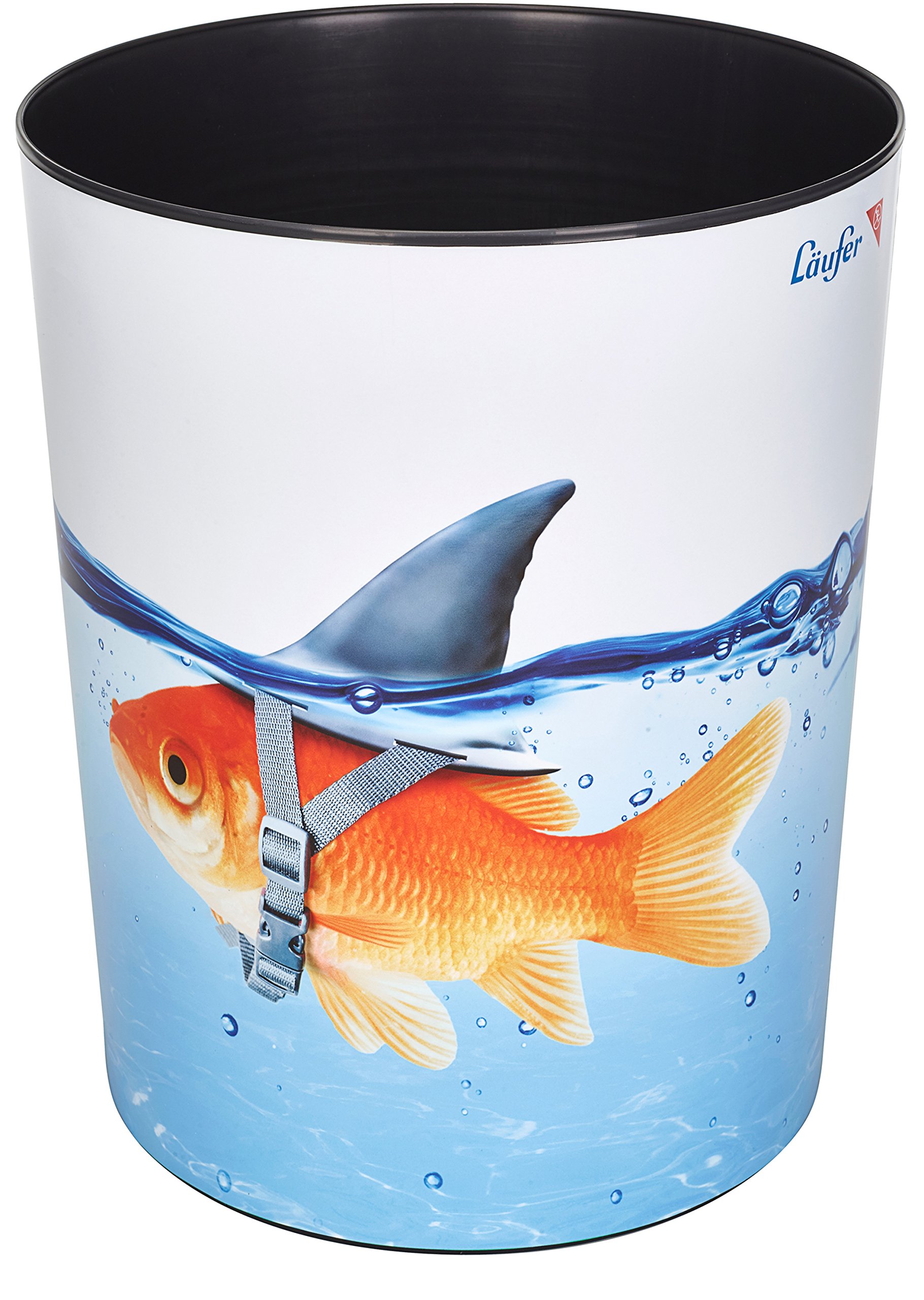Läufer Runner trash, 13 litre trash can, Perfect for the nursery, Round, Sturdy Plastic, Golden shark