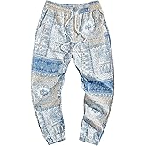 WDIRARA Men's Floral Letter Graphic Print Drawstring Waist Tie Front Sweatpants