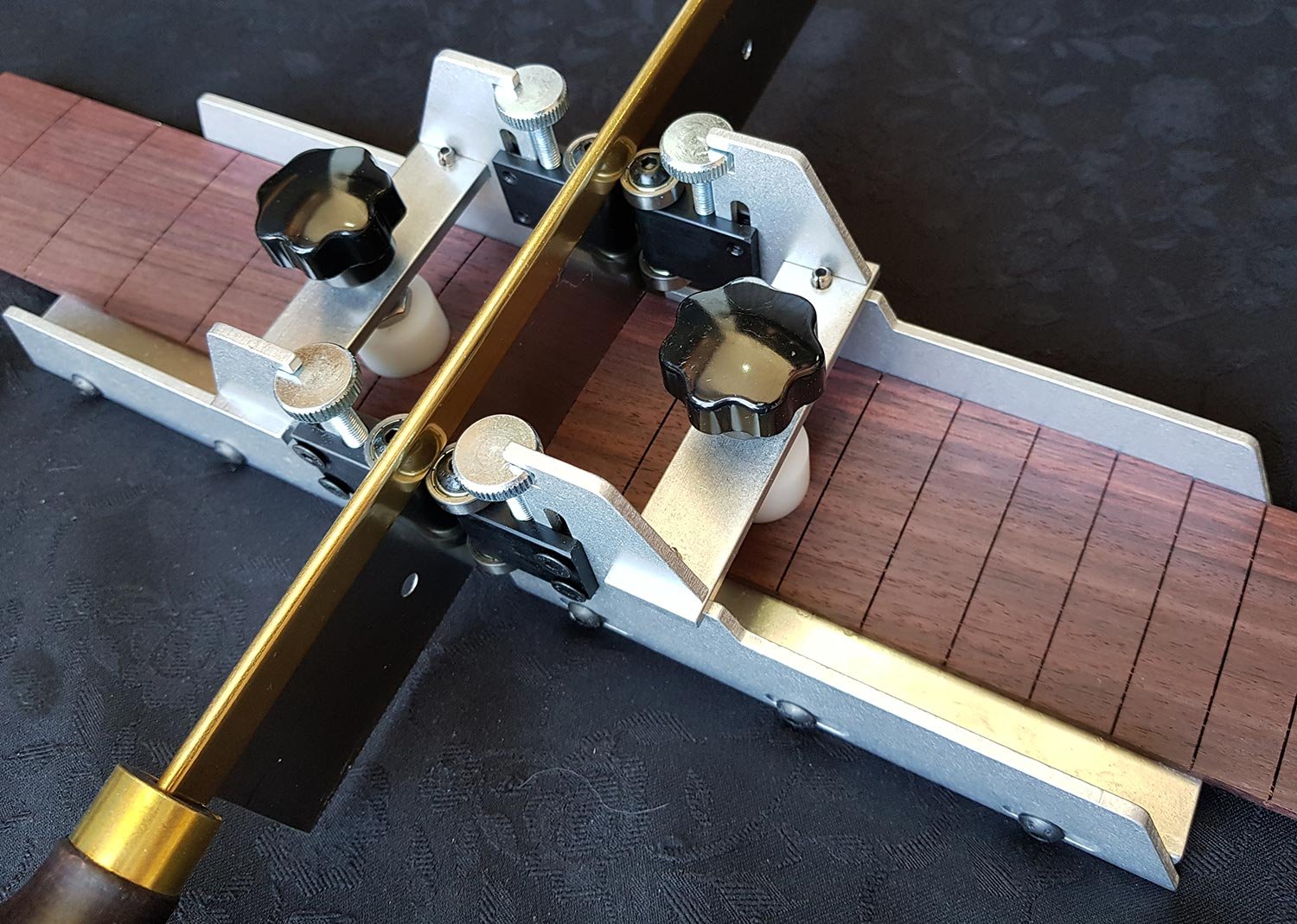 Aust Luthiers Supplies Guitar Fret Slotting Mitre Box & Saw Set - Silver Aluminium - 12 Inch Blade - 12 x 3 x 1/2 Inch - Includes Saw & Clamps