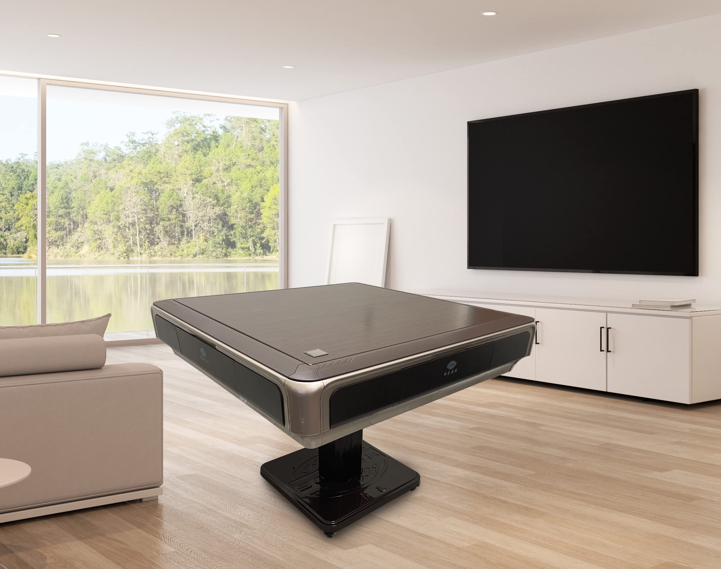 Foldable Ultra-Thin Automatic Mahjong Table with Wheels - Chinese, Filipino and American Style 40mm Numbered Tiles (with Hard Table Cover)