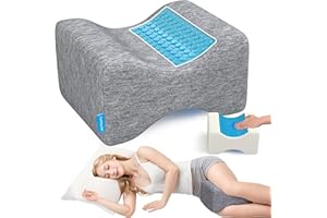 ComfyInLove Knee Pillow for Side Sleepers with Cooling Gel, Memory Foam Elevation Pillow for Spine Aligning, Sciatica, Back, Hip, Knee, Ankle Pain, Grey/Regular