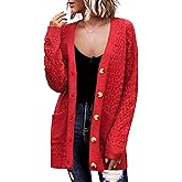 Zeagoo Womens 2026 Long Sleeve Chunky Cable Knit Fall Cardigans Sweaters Button Down Open Front Outerwear with Pockets