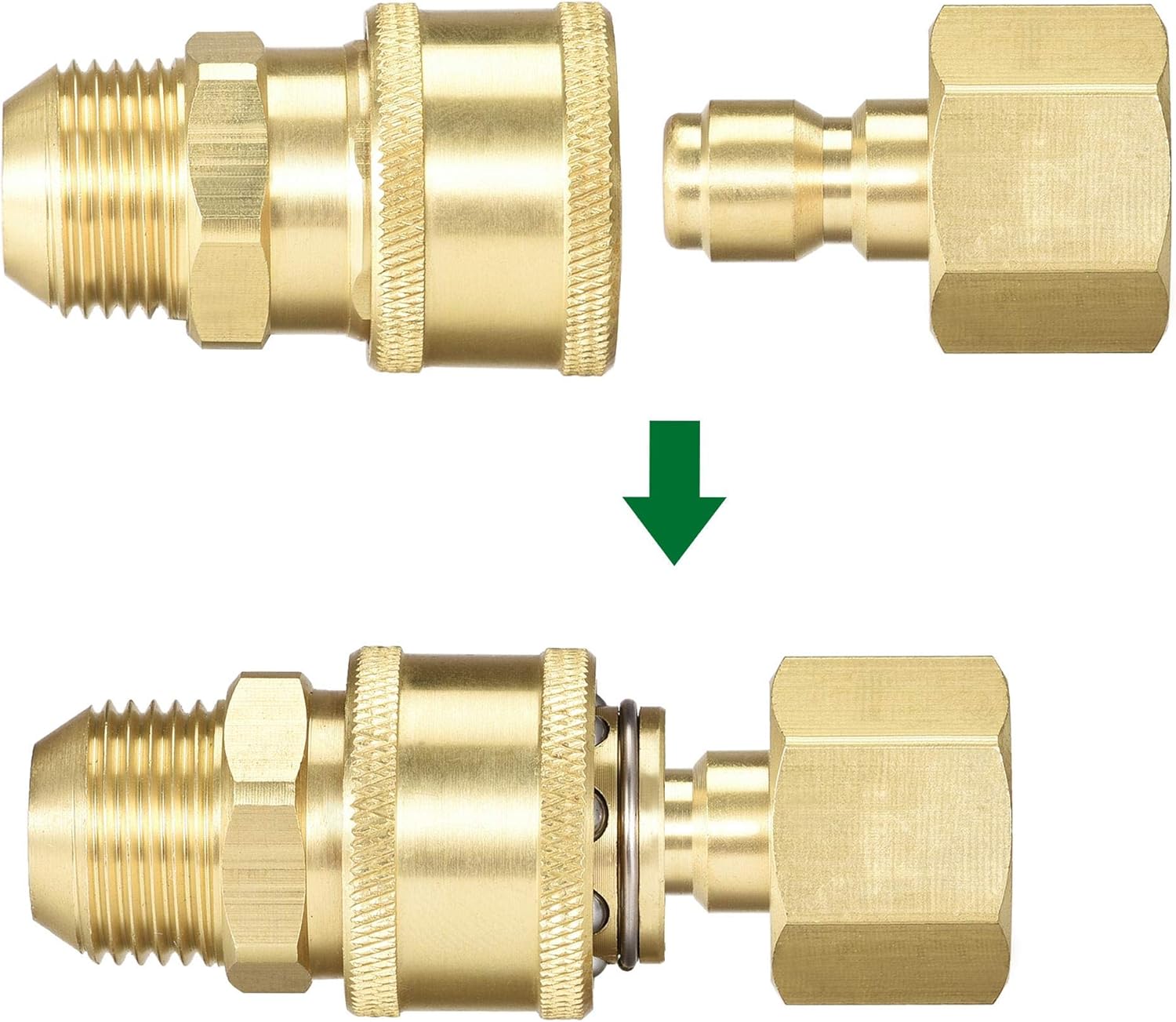 sourcing map Garden Hose Brass Quick Connect Set Fittings M18x1.5 Male & M18 Female Thread Water Hose Connectors Pressure Washer Adapter - Image 5