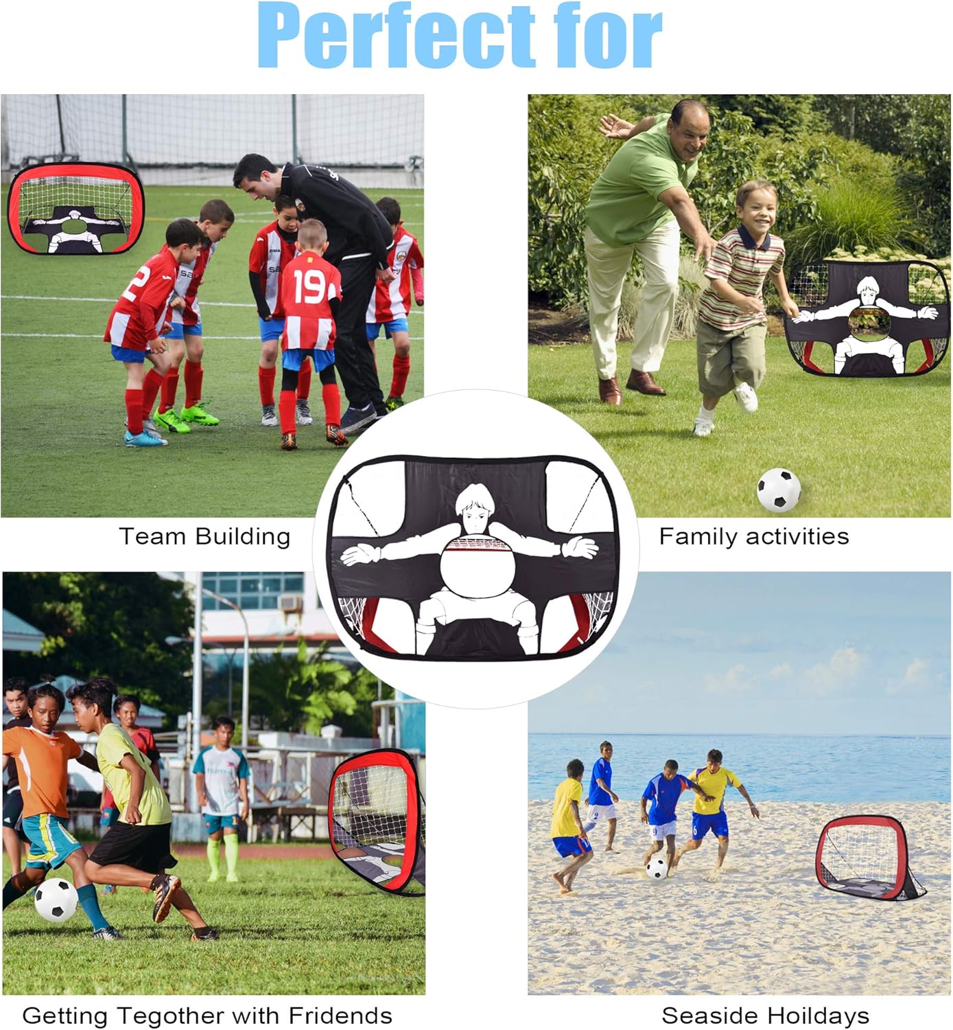 Portzon Foldable Pop Up Soccer Goal, Backyard Football Training Nets with Carry Bag for Backyard Home Camping Bedroom Decorations, 43”x 30”x 30”, Yellow : Sports & Outdoors