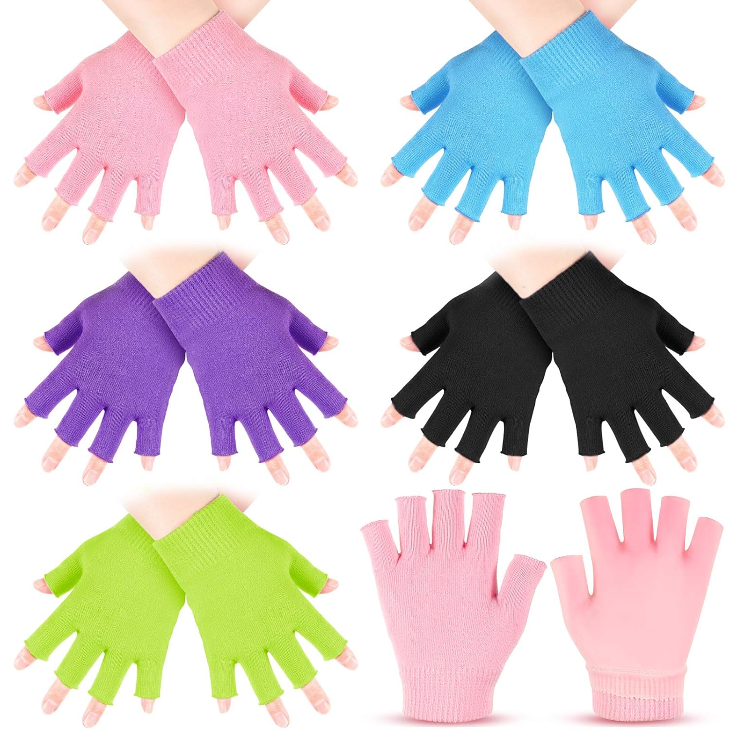 5 Pairs Moisturizing Gloves Fingerless Moisturizing Gloves Soft Moisturizing Gel Gloves for Dry Rough and Cracked Hands, Gel Spa Gloves Gel Lining Gloves for Softening Dry Cracked Hand Skin : Beauty