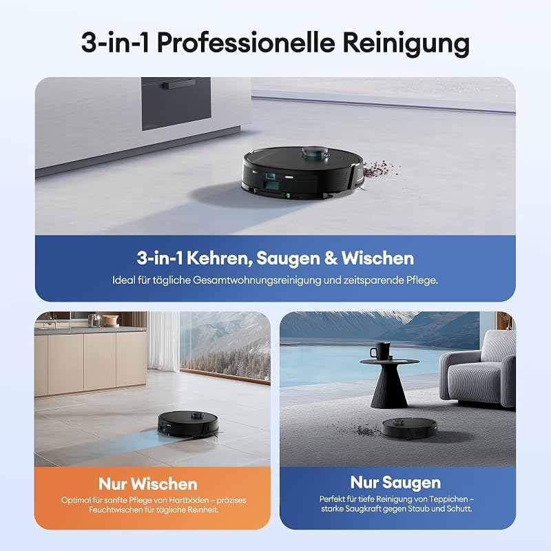 Saugroboter mit Wischfunktion 10000Pa mit Absaugstation 3,5L