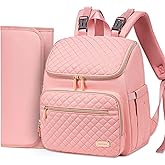Weitars Diaper Bag Backpack Large Baby Diaper Bag with Changing Pad Travel Diaper Backpack,Baby Bag for Boys Girls,Stroller Straps,5 Insulated Pockets (Pink)