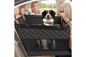 Smatto Dog Car Seat for Large Medium Dogs, Back Seat Extender for Pets with Hard Bottom, Strong Support Waterproof Dog Seat Cover with 3 Mesh Windows for Cars, Trucks and SUVs