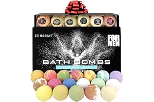 Bath Bombs for Men, Gift Set of 18 Scented Organic Handmade Bath Bombs of 2.5 oz with Natural Essential Oils. Perfect for Boyfriend, Husband, Father or Friend, by ZenseMe