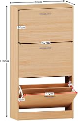 Vida Designs Pine Shoe Cabinet 3-Drawers Space-Saving Hallway Storage view 9