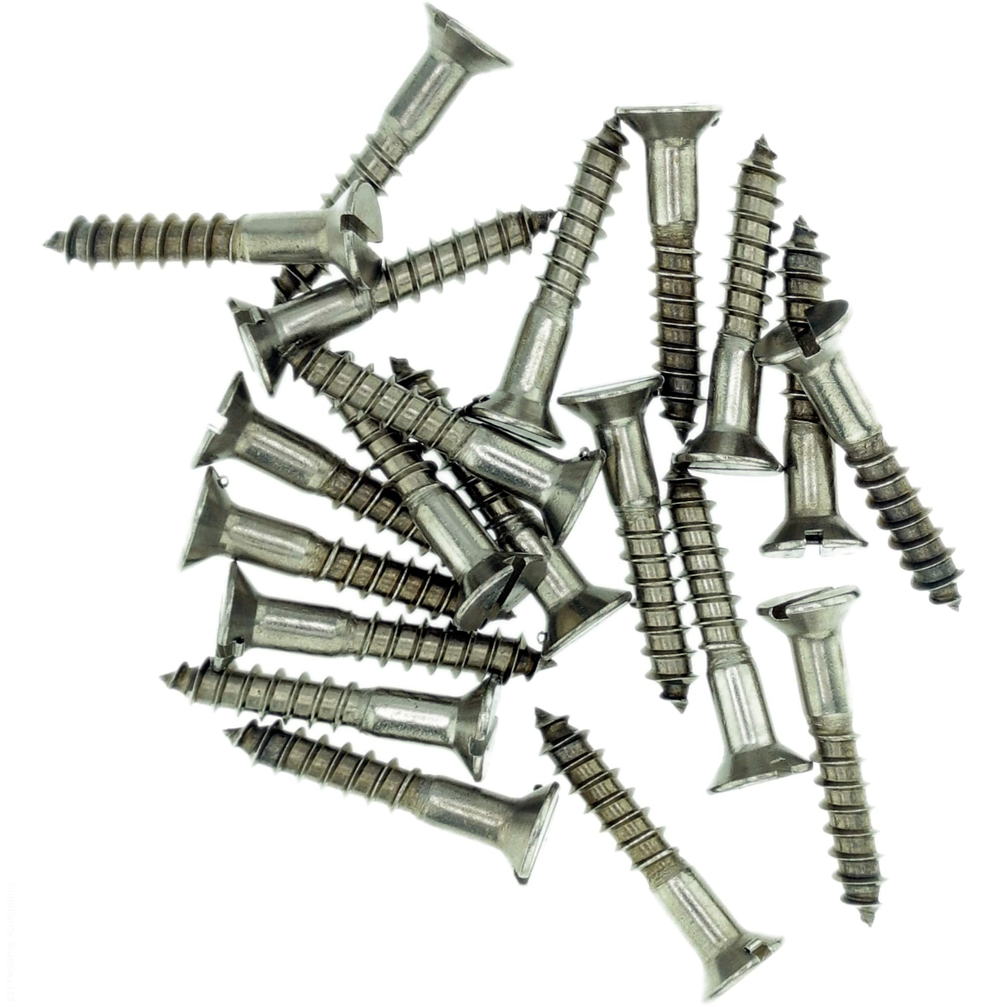 No.8 x 1.18 (4.0mm x 30mm) Slot Countersunk Wood Screw - Stainless Steel (A2) (Pack of 20)