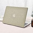 Seorsok Compatible with MacBook Pro 13 inch Case M2 2023,2022,2021-2016 A2338 M1 A2251 A2289 A2159 A1989 A1708 A1706,Elegant Leather Plastic Hard Case Transparent Keyboard Cover,Flaxen Woven Fabric