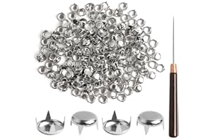 SBYURE 500 Pieces 10mm Round Dome Studs for Clothing Silver Studs and Spikes Leather Rivets Spike Studs with Awl for Punk Rock Clothing Pet Collars Belt Bags