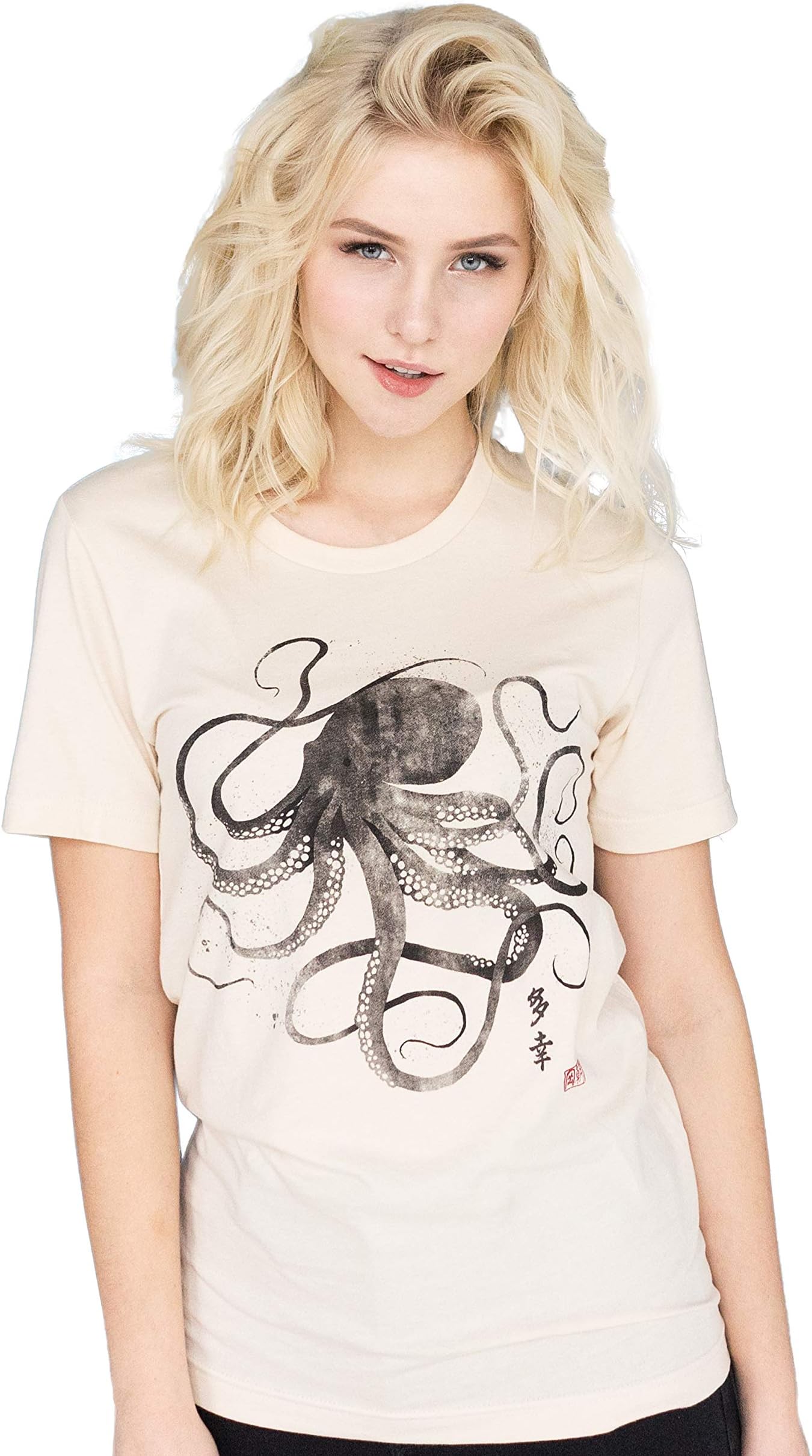 Octopus Japanese Calligraphy T Shirt – Kanji Women’s Men’s Graphic Printed Tee