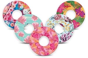 ExpressionMed - Adhesive Patches for Libre 3 Sensor (Pack of 5) - Pre-Cut, Waterproof, Non-Fraying CGM Tape. (Colorful Floral) (Libre 3 Perfect Fit)