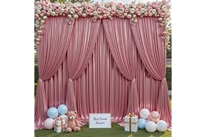 10x10FT Rose Gold Sequin Backdrop Curtain - 2 Panels 5ft(W) x 10ft(H) Wrinkle Free Shimmer Back Drop Cloth, Glitter Backdrop 