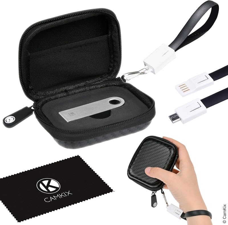 CAMKIX Hardshell Case for Ledger Nano S Bitcoin Crypto Wallet USB Strap Storage