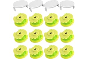 Xgunion Weed Wacker String Replacement for Ryobi One Plus+ AC80RL3 0.08'' String Trimmer Line Compatible with Ryobi Weed Wacker 18V,24V,40V Trimmers (12 Replacement Spool, 4 Trimmer Cover)