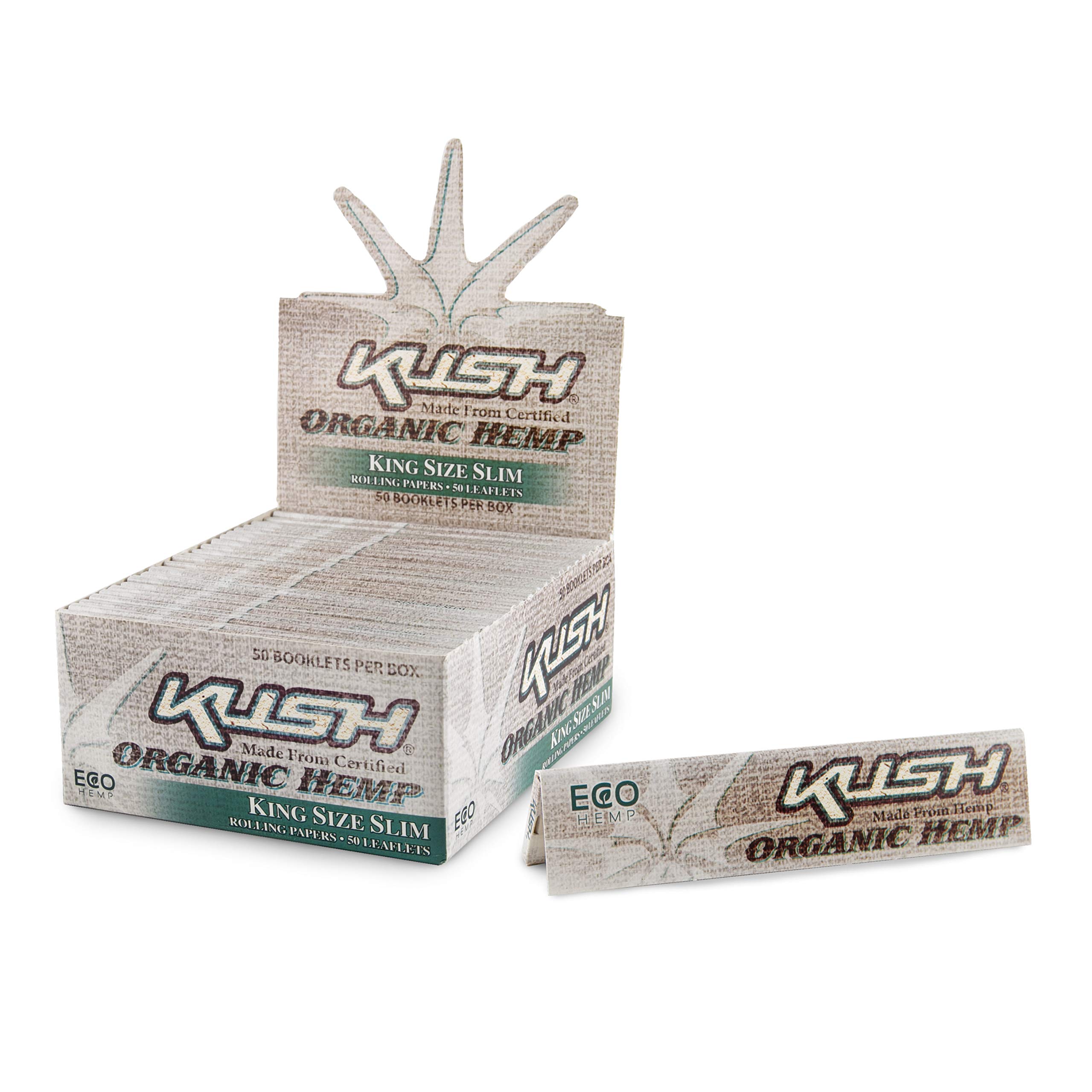 Full Box 50 Packs KUSH Organic ECO Hemp King Size Slim Cigarette Rolling Papers