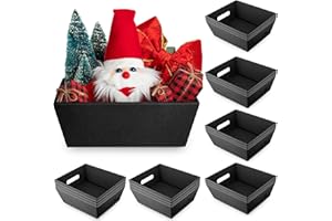 Fainne 20 Pcs Christmas 10" x 8" Empty Gift Baskets Xmas Kraft Cardboard Baskets with Handles Bulk Empty Gift Trays Containers for Christmas New Year Holiday Basket Stuffer Decor(Black)
