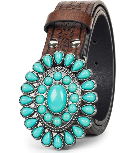 Turquoise Mosaic Stone Western Statement Belt Buckle Cowgirl Boho Hooey Girl main image 4