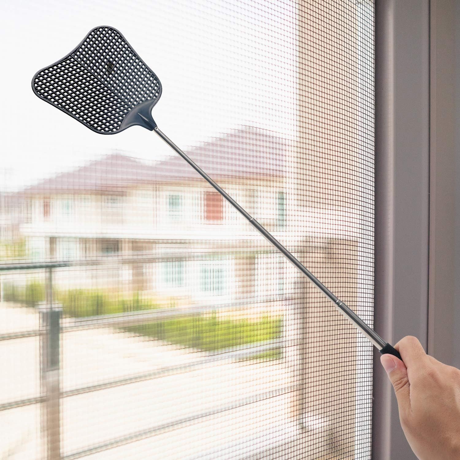 STUHAD 4 Pack Retractable Fly Swatters Heavy Duty Set, with Durable Telescopic Stainless Steel Handles, for Home, Classroom and Office: Garden & Outdoor