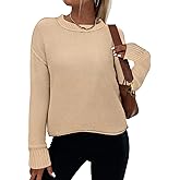 Zeagoo Women's Crew Neck Cropped Sweater 2025 Fall Long Sleeve Chunky Knit Pullover Sweater Tops
