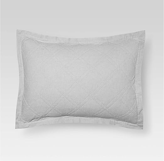 Amazon Com Threshold Linen Blend Quilted Sham Gray Home Kitchen