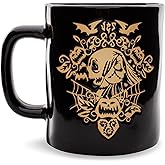 Disney The Nightmare Before Christmas Jack And Sally Wax-Resist Ceramic Pottery Mug | Large Coffee Cup For Tea, Espresso, Cocoa | Holds 25 Ounces