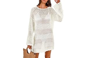 ANRABESS Women Swimsuit Crochet Swim Cover Up 2025 Summer Bathing Suit Swimwear Mesh Knit Beach Dress Vacation Outfits