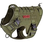 OneTigris Tactical Dog Harness No-Pull Breathable Pet Vest for Small Dogs | Military 1000D Pullable Nylon, Service Dog Vest with Hook &amp; Loop Panels, Easy On &amp; Off for Walking Hiking Training Green S