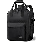 MIER Backpack Cooler 24 Cans Insulated Double Deck Soft Coolers Bag Lightweight Lunch Back Pack Women Men for Beach Travel Work Fishing, Black