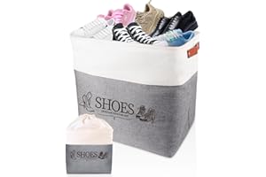 CMXZSAM Shoe Basket Organizer, Large Capacity Fabric Entryway Shoe Storage Bin with Handle, Flodable Space-Saving shoe basket for entryway, Hallway, Entryway and Mudroom