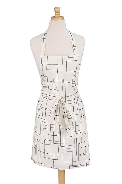 ASD Living Modernist White Print Cotton Butchers Apron